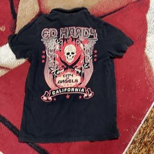 ED HARDY VINTAGE RHINESTONED POLO SHIRT XL